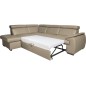 - Canapé d'angle en 100% cuir de luxe italien convertible et avec coffre, 5/6 places CITIZEN, couleur beige, angle gauche