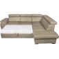 Canapé d'angle en 100% cuir de luxe italien convertible et avec coffre, 5/6 places CITIZEN, couleur beige, angle droit