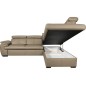 Canapé d'angle en 100% cuir de luxe italien convertible et avec coffre, 5/6 places CITIZEN, couleur beige, angle droit
