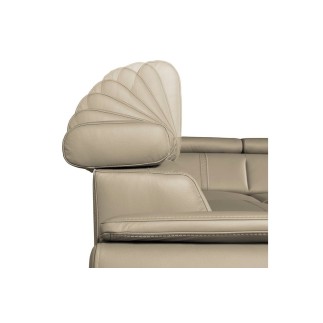 Canapé d'angle en 100% cuir de luxe italien convertible et avec coffre, 5/6 places CITIZEN, couleur beige, angle droit
