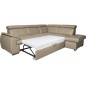 Canapé d'angle en 100% cuir de luxe italien convertible et avec coffre, 5/6 places CITIZEN, couleur beige, angle droit