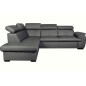 Canapé d'angle en 100% cuir de luxe italien convertible et avec coffre, 5/6 places CITIZEN, couleur gris foncé, angle gauche