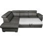 Canapé d'angle en 100% cuir de luxe italien convertible et avec coffre, 5/6 places CITIZEN, couleur gris foncé, angle gauche