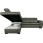 Canapé d'angle en 100% cuir de luxe italien convertible et avec coffre, 5/6 places CITIZEN, couleur gris foncé, angle gauche