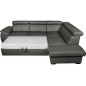 Canapé d'angle en 100% cuir de luxe italien convertible et avec coffre, 5/6 places CITIZEN, couleur gris foncé, angle droit