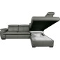 Canapé d'angle en 100% cuir de luxe italien convertible et avec coffre, 5/6 places CITIZEN, couleur gris foncé, angle droit