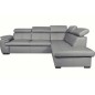 Canapé d'angle en 100% cuir de luxe italien convertible et avec coffre, 5/6 places CITIZEN, couleur gris clair, angle droit