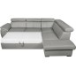 Canapé d'angle en 100% cuir de luxe italien convertible et avec coffre, 5/6 places CITIZEN, couleur gris clair, angle droit