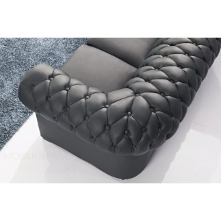 Canapé d'angle en cuir italien 6/7 places BIJOU, gris foncé.