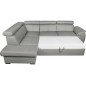 Canapé d'angle en 100% cuir de luxe italien convertible et avec coffre, 5/6 places CITIZEN, couleur gris clair, angle gauche