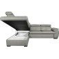 Canapé d'angle en 100% cuir de luxe italien convertible et avec coffre, 5/6 places CITIZEN, couleur gris clair, angle gauche