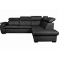 Canapé d'angle en 100% cuir de luxe italien convertible et avec coffre, 5/6 places CITIZEN, couleur noire, angle droit