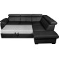 Canapé d'angle en 100% cuir de luxe italien convertible et avec coffre, 5/6 places CITIZEN, couleur noire, angle droit