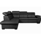 - Canapé d'angle en 100% cuir de luxe italien convertible et avec coffre, 5/6 places CITIZEN, couleur noire, angle gauche