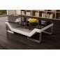 Table basse design PERLE, blanc, Gris clair, 120×70×42 cm