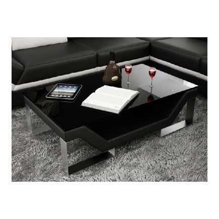 Table basse design PERLE, blanc, Gris clair, 120×70×42 cm