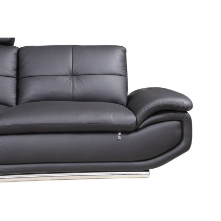 Canapé d'angle en cuir buffle italien de luxe 6/7 places BELLALIGNA, noir, angle gauche