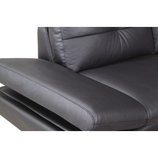 Canapé d'angle en cuir buffle italien de luxe 6/7 places BELLALIGNA, noir, angle gauche