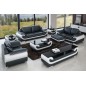 Ensemble canapé 3 places et 2 places et fauteuil en cuir italien vachette CANDIDE, couleur noir et blanc