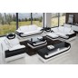 Ensemble canapé 3 places et 2 places et fauteuil en cuir italien vachette CANDIDE, couleur blanc et noir