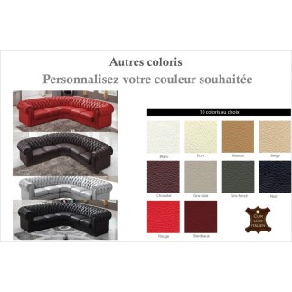 Canapé d'angle en cuir italien 6/7 places BIJOU, couleur personnalisée.