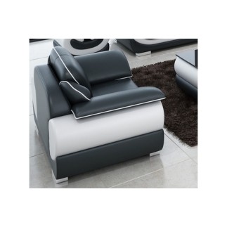 Fauteuil 1 place en cuir italien vachette CANDIDE noir et blanc