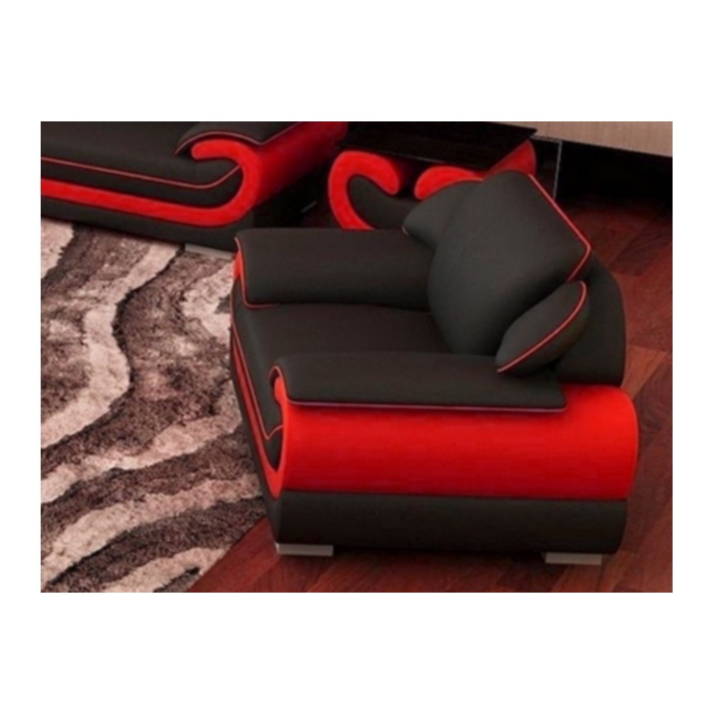 Fauteuil 1 place en cuir italien vachette CANDIDE noir et rouge