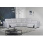 Canapé d'angle double relax en 100% tout cuir épais de luxe italien avec 2 relax électrique, 6/7 places, DAKOTA, blanc cassé