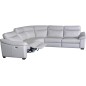 Canapé d'angle double relax en 100% tout cuir épais de luxe italien avec 2 relax électrique, 6/7 places, DAKOTA, blanc cassé
