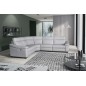 Canapé d'angle double relax en 100% tout cuir épais de luxe italien avec 2 relax électrique, 6/7 places, DAKOTA, blanc cassé