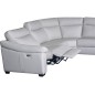 Canapé d'angle double relax en 100% tout cuir épais de luxe italien avec 2 relax électrique, 6/7 places, DAKOTA, blanc cassé