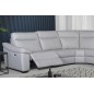 Canapé d'angle double relax en 100% tout cuir épais de luxe italien avec 2 relax électrique, 6/7 places, DAKOTA, blanc cassé