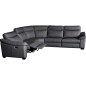 Canapé d'angle double relax en 100% tout cuir épais de luxe italien avec 2 relax électrique, 6/7 places, DAKOTA, anthracite