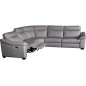Canapé d'angle double relax en 100% tout cuir épais de luxe italien avec 2 relax électrique, 6/7 places, DAKOTA, gris clair