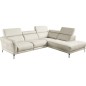 Canapé d'angle en 100% tout cuir épais de luxe italien 5/6 places DALEN, blanc cassé, angle droit