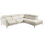 Canapé d'angle en 100% tout cuir épais de luxe italien 5/6 places DALEN, blanc cassé, angle droit