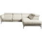 Canapé d'angle en 100% tout cuir épais de luxe italien 5/6 places DALEN, blanc cassé, angle droit