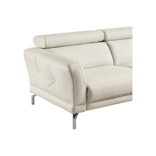 Canapé d'angle en 100% tout cuir épais de luxe italien 5/6 places DALEN, blanc cassé, angle droit
