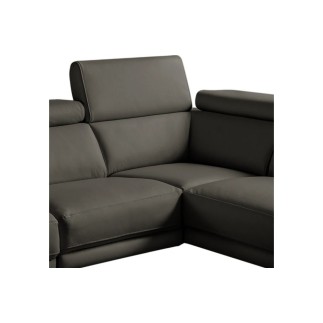 Canapé d'angle en 100% tout cuir épais de luxe italien 5/6 places DALEN, anthracite, angle droit