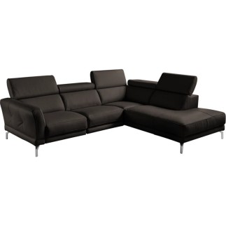 Canapé d'angle en 100% tout cuir épais de luxe italien 5/6 places DALEN, chocolat, angle droit