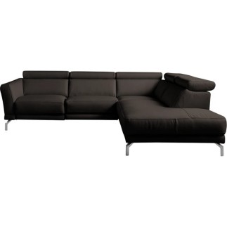 Canapé d'angle en 100% tout cuir épais de luxe italien 5/6 places DALEN, chocolat, angle droit