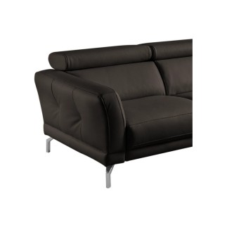 Canapé d'angle en 100% tout cuir épais de luxe italien 5/6 places DALEN, chocolat, angle droit
