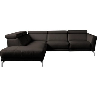 Canapé d'angle en 100% tout cuir épais de luxe italien 5/6 places DALEN, chocolat, angle gauche
