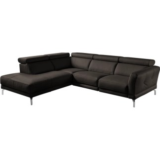 Canapé d'angle en 100% tout cuir épais de luxe italien 5/6 places DALEN, chocolat, angle gauche