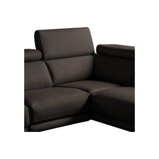 Canapé d'angle en 100% tout cuir épais de luxe italien 5/6 places DALEN, chocolat, angle gauche