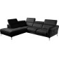 Canapé d'angle en 100% tout cuir épais de luxe italien 5/6 places DALEN, noir, angle gauche Canapé d'angle en 100% tout cuir épais de luxe italien 5/6 places DALEN, noir, angle gauche