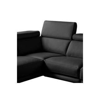 Canapé d'angle en 100% tout cuir épais de luxe italien 5/6 places DALEN, noir, angle gauche