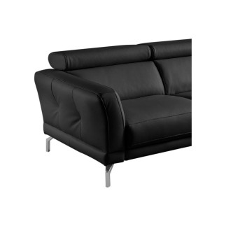 Canapé d'angle en 100% tout cuir épais de luxe italien 5/6 places DALEN, noir, angle droit