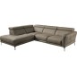 Canapé d'angle en 100% tout cuir épais de luxe italien 5/6 places DALEN, taupe, angle gauche