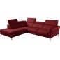 Canapé d'angle en 100% tout cuir épais de luxe italien 5/6 places DALEN, rouge foncé, angle gauche Canapé d'angle en 100% tout cuir épais de luxe italien 5/6 places DALEN, rouge foncé, angle gauche
